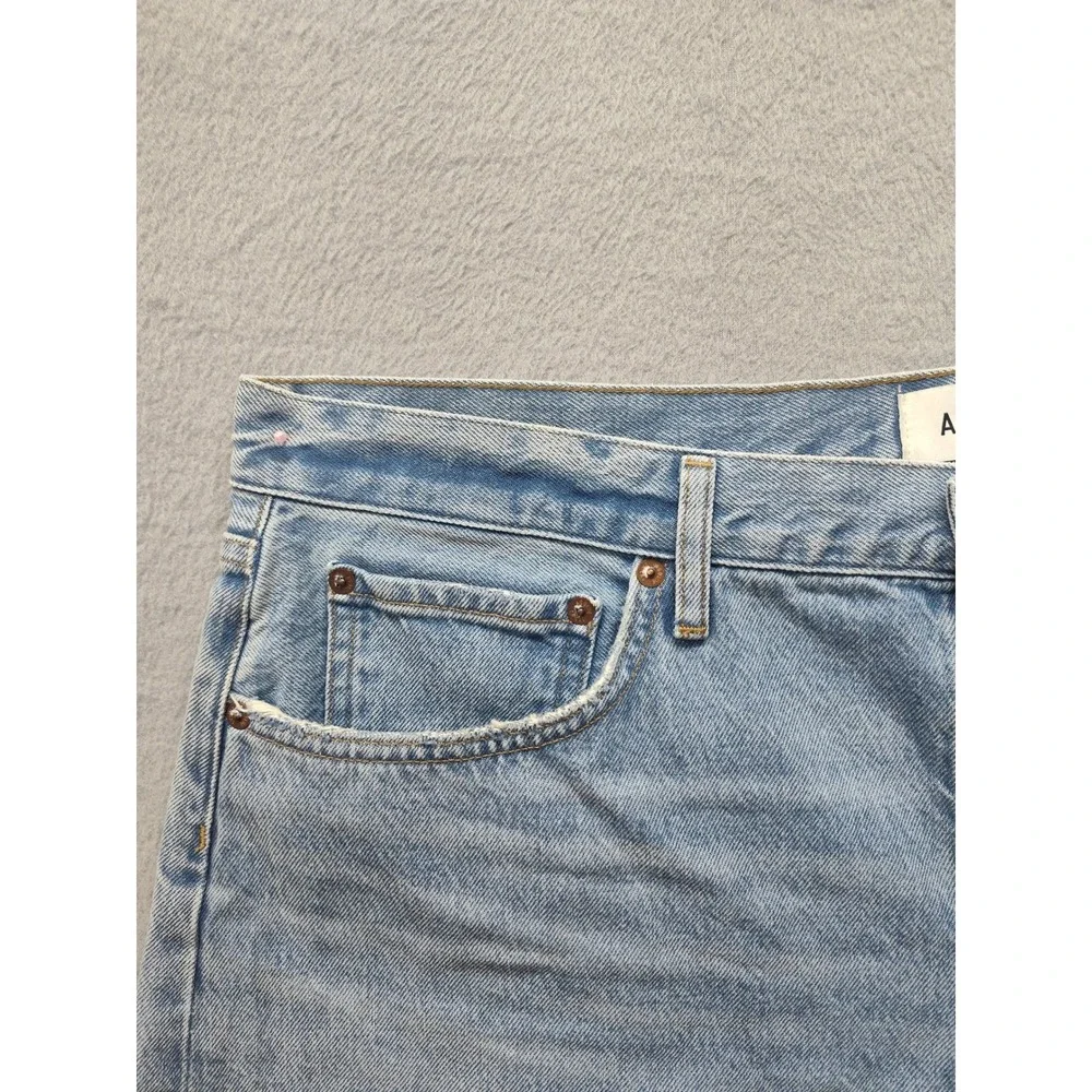 AGOLDE Parker Distressed Denim Shorts Light Wash Blue Size 33 Raw Hem